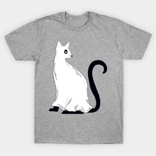 Mystery Ghost Cat With Dark Gray Background T-Shirt